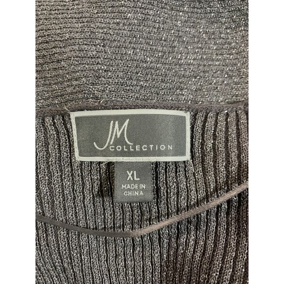 JM Collection Cardigan Women's XL Open Front Gray Silver Sparkle Glitter Stretch - Picture 6 of 13